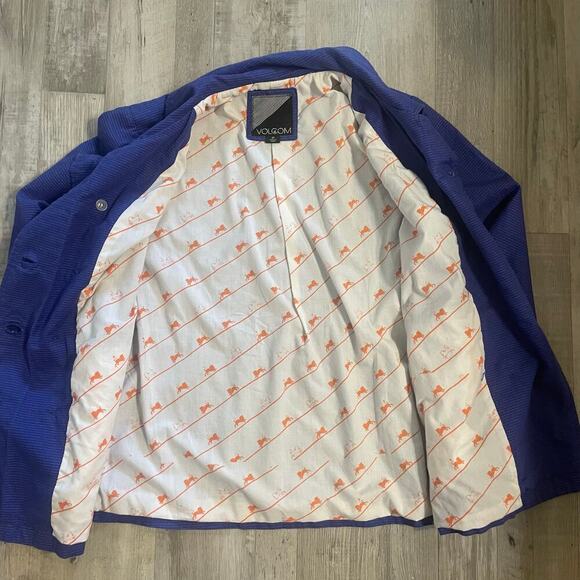 Volcom Blue & White Striped Double Breasted Collared Blazer size Medium - Picture 14 of 15